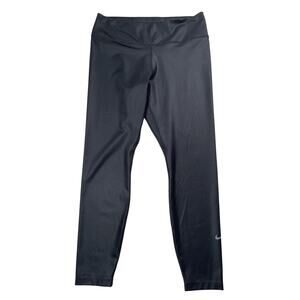Nike Leggings Womens Large Black Textured Faux Leather Look 7/8 DC7174-010